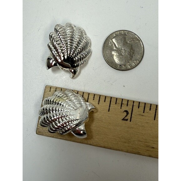 Nina Ricci Silver Time Seashell Clip Stud Earrings 27.04g - Picture 6 of 7